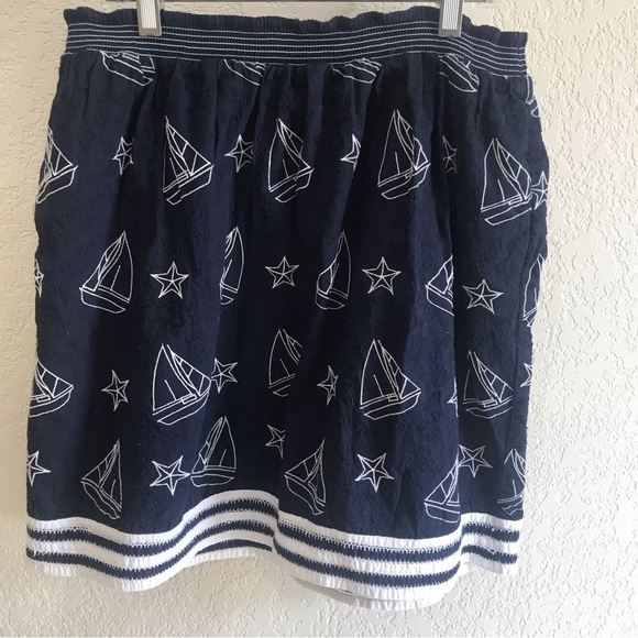 2 for $26 Anthropologie Postmark STAR CHART SKIRT Sailboats - Navy - Small - Picture 5 of 6